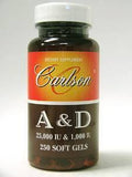 A & D 25000 IU & 1000 IU 250 gels by Carlson Labs